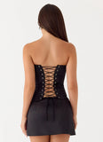 All My Ladies Strapless Corset Top Black
