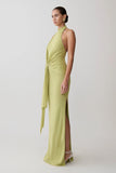 Cindylou Halter Knit Maxi Dress Light Olive