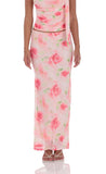 Floral Mesh Maxi Skirt in Pink