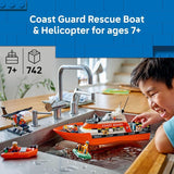 LEGO City Coast Guard Rescue Boat Helicopter Building Toys Kids Pretend Play Set for Boys Girls Ages 7 W 2 Rescue Boat Toys 5 Minifigures Dog Figure Gift Idea for Birthdays 60504