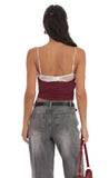 Lace Trim Crop Top in Maroon