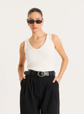 Cream V neck Lightweight Knitted Vest