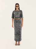 Black Sequin Maxi Skirt