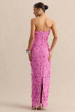 Gracie Pink Lace Bandeau Maxi Dress