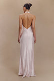 Esther Iridescent Satin Cowl Maxi Dress Pale Pink