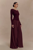 Culver Draped Twist Knit Top Wine