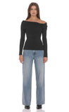 Twist Off Shoulder Jumper in Black