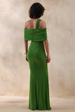 Nala Green Asymmetric Maxi Dress With Split