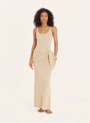 Gold Lurex Belt Detail Knitted Maxi Dress