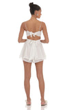 Shimmer Dotted Double Ruffle Romper in White