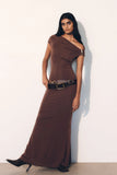Kinsley Slinky Maxi Dress With Hardware Chocolate