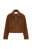 Remy Faux Suede Leather Collared Jacket Tan
