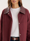 Burgundy Front Pocket Barn Shacket