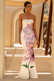 Ceremony Pink Floral Print Bandeau Fishtail Maxi Dress