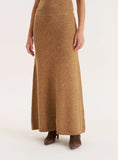 Camel Knitted A Line Maxi Skirt