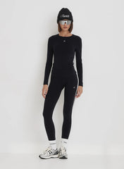 Black 4th Branded Contrast Piping Long Sleeve Top