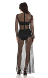 Sequin Mesh Dress in Black