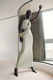 Edwina Knotted Mesh Maxi Dress Sage