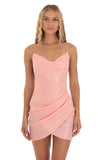 Cowl Neck Gold Foiled Dress in Pink