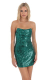 Sequin Corset Strapless Dress in Green