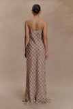Silvana Chiffon Maxi Dress Snake Check Print Mocha