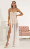 Heart Tulle Corset Maxi Dress in White