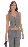 Pinstripe Buttoned Vest in Grey