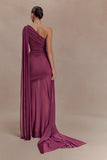 Asher Slinky One Shoulder Maxi Dress Neutral Plum