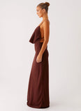 Elation Cowl Neck Maxi Dress Chocolate