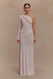 Alexius One Shoulder Knit Maxi Dress Dusty Pink