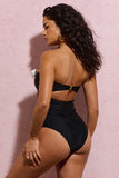 Susy Black Halter Neck Swimsuit With White Corsages