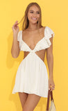 Cutout Ruffle Dress in White
