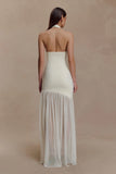 Aubree Crepe And Mesh Maxi Dress Ivory