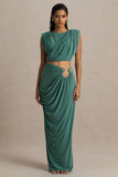 Avaline Green Wrap Maxi Skirt With Ruched Detailing