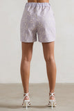 Florenza Mauve Lace High Waist Tailored Shorts