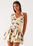 Mirelle Halter Neck Mini Dress Buttercream Bliss