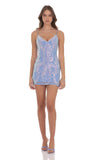 Sequin V Neck Bodycon Dress in Blue