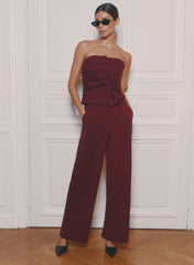 Burgundy Tailored Wide Leg Trousers
