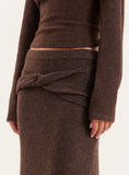 Chocolate Ruched Waist Knitted Maxi Skirt