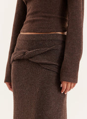 Chocolate Ruched Waist Knitted Maxi Skirt