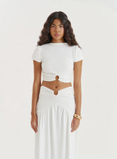 White Short Sleeve Cropped Top