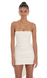 Attachable Bow Strapless Dress in Ivory
