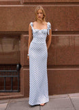 Akil Corset Maxi Dress Blue Mocha Dot