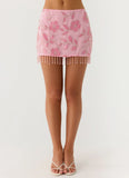 Iglesias Beaded Sequin Mini Skirt Pink