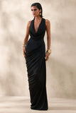 Mademoiselle Black Cowl Neck Maxi Dress With Draped Detailing