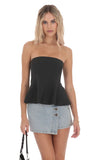 Strapless Peplum Top in Black