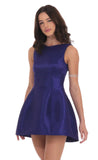 High Neck Open Back Flare Dress in Purple