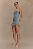 Alessia Embroidered Denim Mini Skirt Light Vintage