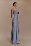 Isadora Lace Satin Maxi Dress Frosted Blue