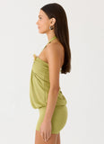 Marimae Halter Mini Dress Green Olive
